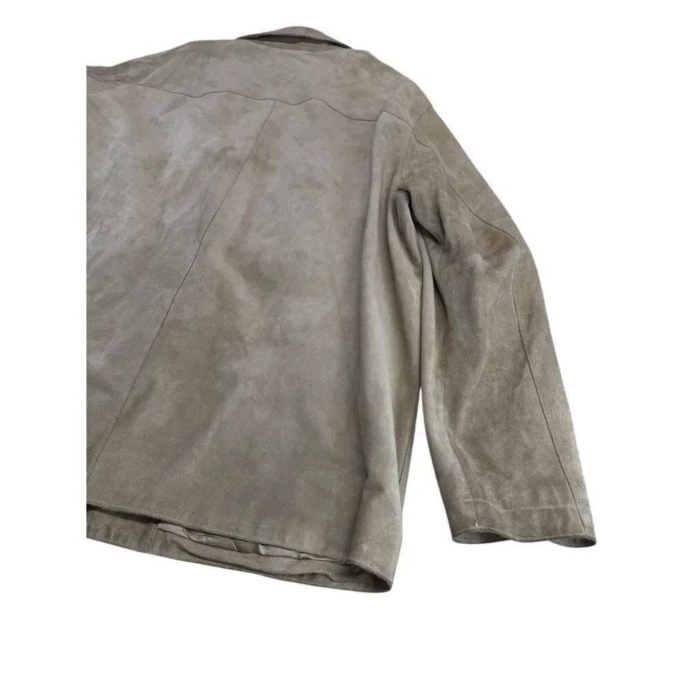 Banana Republic Men’s Suede Shirt Jacket Beige Olive Green Size L Button Up
